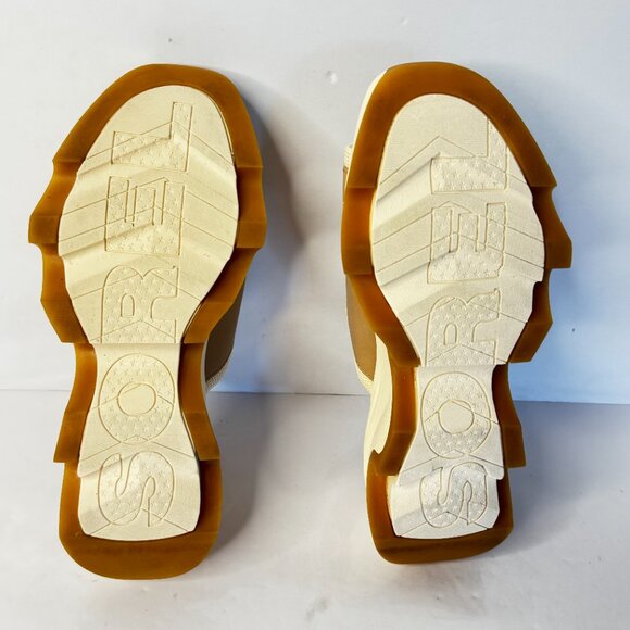 Sorel Kinetic Impact Sandals Women Sz 7.5 Tan Leather Slip on Slide - Picture 7 of 8